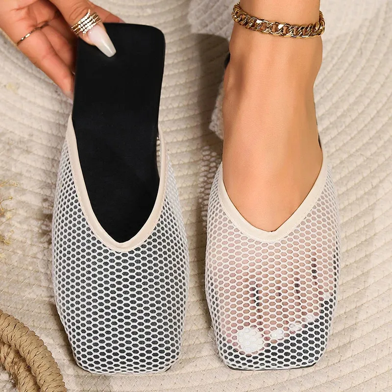 Muls Womn Shos Msh Summr Low Hl Slipprs Outdoor Sandals Koran Sxy Elgant Chic Squar To Slip On 240613_voghion.com