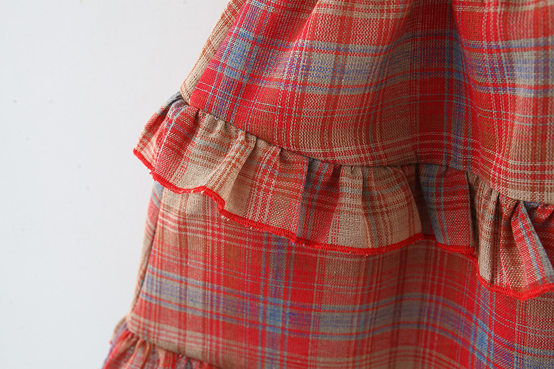 Toddler Girl Dress Red Checkered Pattern Cotton Dress High Quality Kids Clothes Send Hat_voghion.com