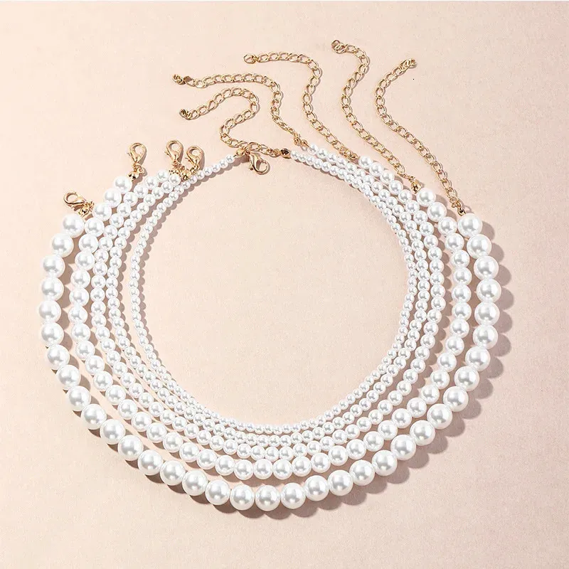Necklaces Vintage Style Simple 6MM Pearl Chain Choker For Women Wedding Love Shell Pendant Necklace Fashion Jewelry_voghion.com