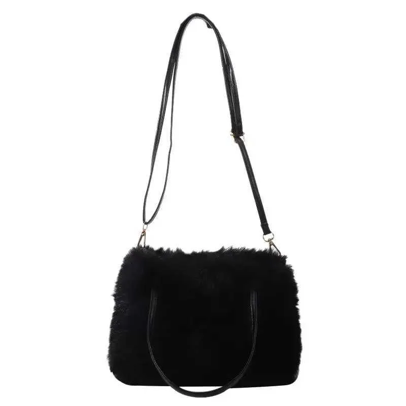 Sac à bandoulière simple en peluche à la mode pour l'hiver, grande capacité, minimaliste, pour fille, NEWC241214_voghion.com