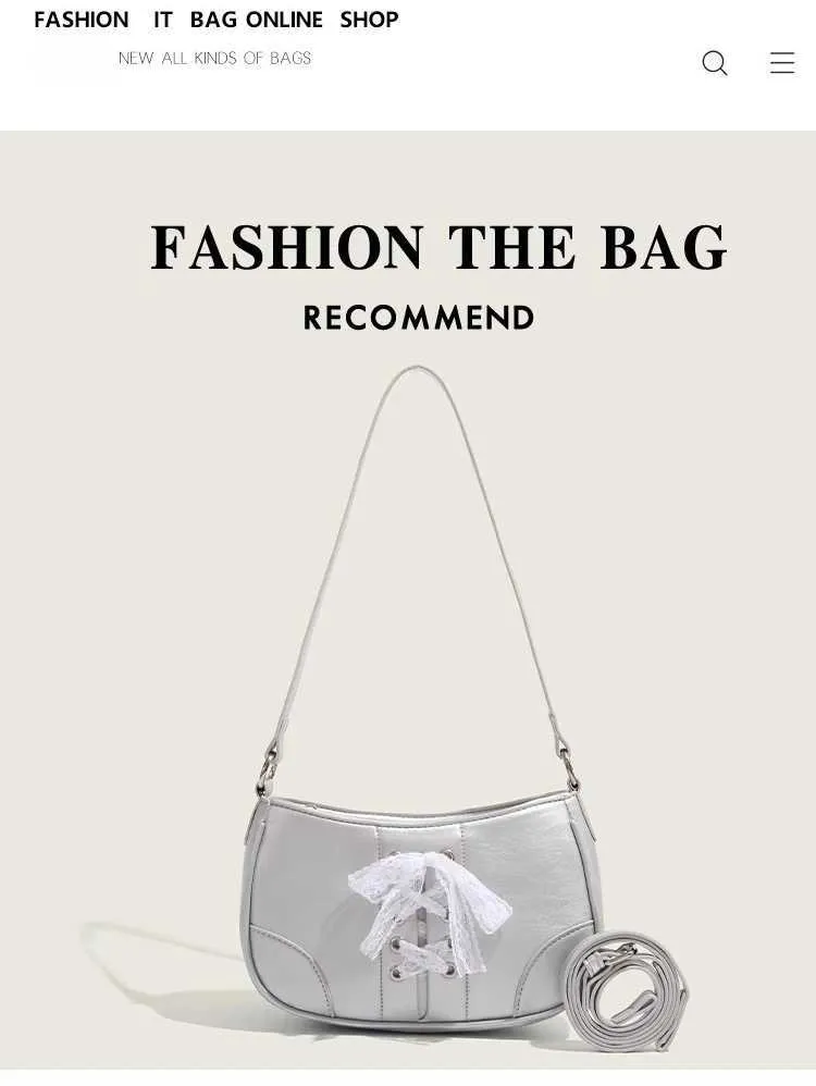 Dolce fondo con cinturino in pizzo e fiocco per donna, tendenza, monospalla, borsa a tracolla versatile e comunicativa_voghion.com