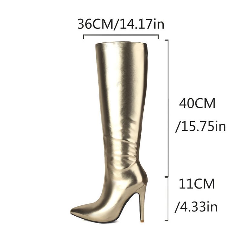 Mode hoge hakken puntige damesschoenen 40-47 grote maat effen kleur hot mom hoge laarzen_voghion.com