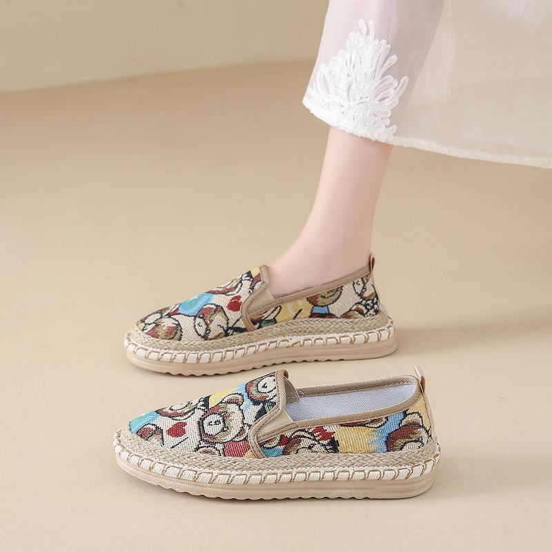 Country sail women summer old Beijing cloth mother leisure lazy people a slip-on thick sole fashion tide shoes_voghion.com