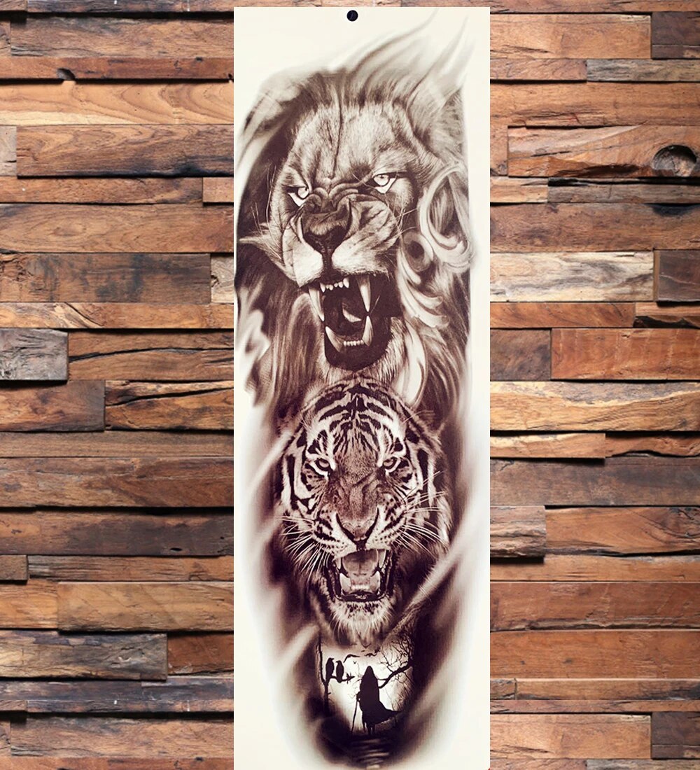 Autocol de tatuaje temporare complete sexy pentru braț pentru femei, bărbați, adulți, pistol, călugăriță, mâneci de tatuaj realiste, mari_voghion.com