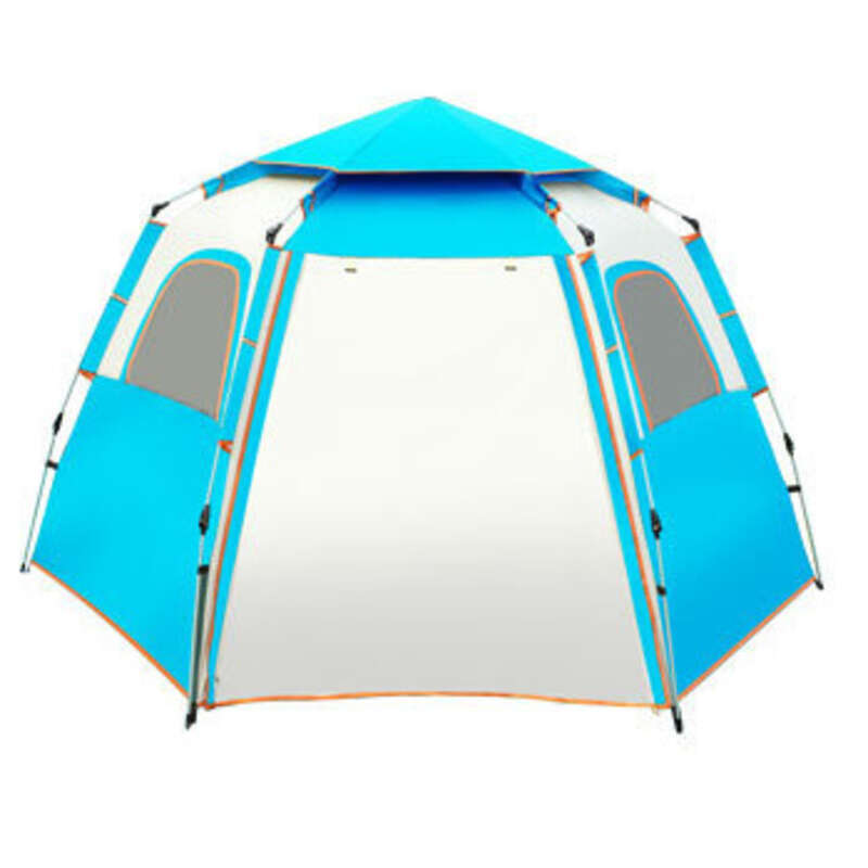 Cort de camping portabil complet automat pentru exterior, hexagonal pliabil, lipici argintiu gros, protecție solară, camping respirabil_voghion.com