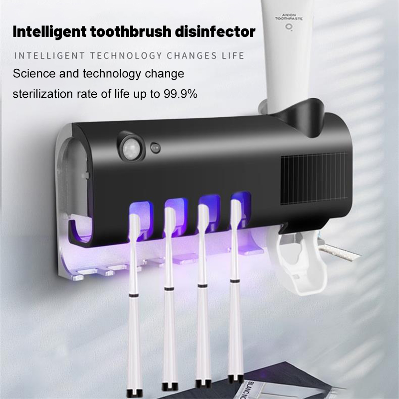 Automatische UV-Desinfektion im Badezimmer, Zahnbürstenhalter, Zahnpastaspender zur Wandmontage, UV-Desinfektion_voghion.com