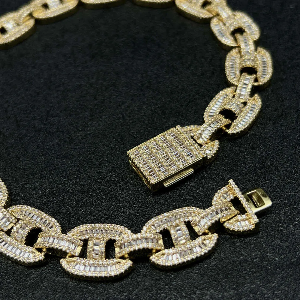 Collana di gioielli hip-hop in argento sterling Sier con catena a maglie cubane in moissanite ghiacciata per rapper_voghion.com