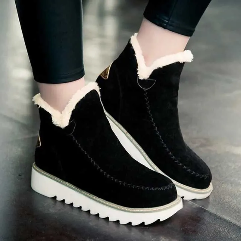 Frau Winter Mode Schnee Casual Leder Baumwolle Damen Stiefel kniehohe stiefel Plattform Schuhe botines mujer XW6.5_voghion.com