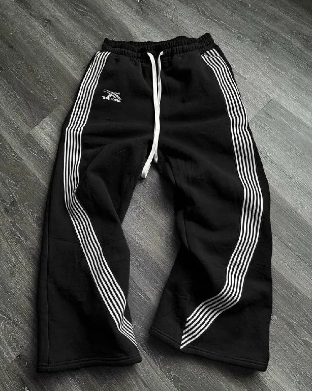 Pantaloni da uomo Streetwear Pantaloni sportivi americani Y2K Uomo Donna Haruku Hip Hop Motivo a righe Pantaloni da jogging larghi casual_voghion.com