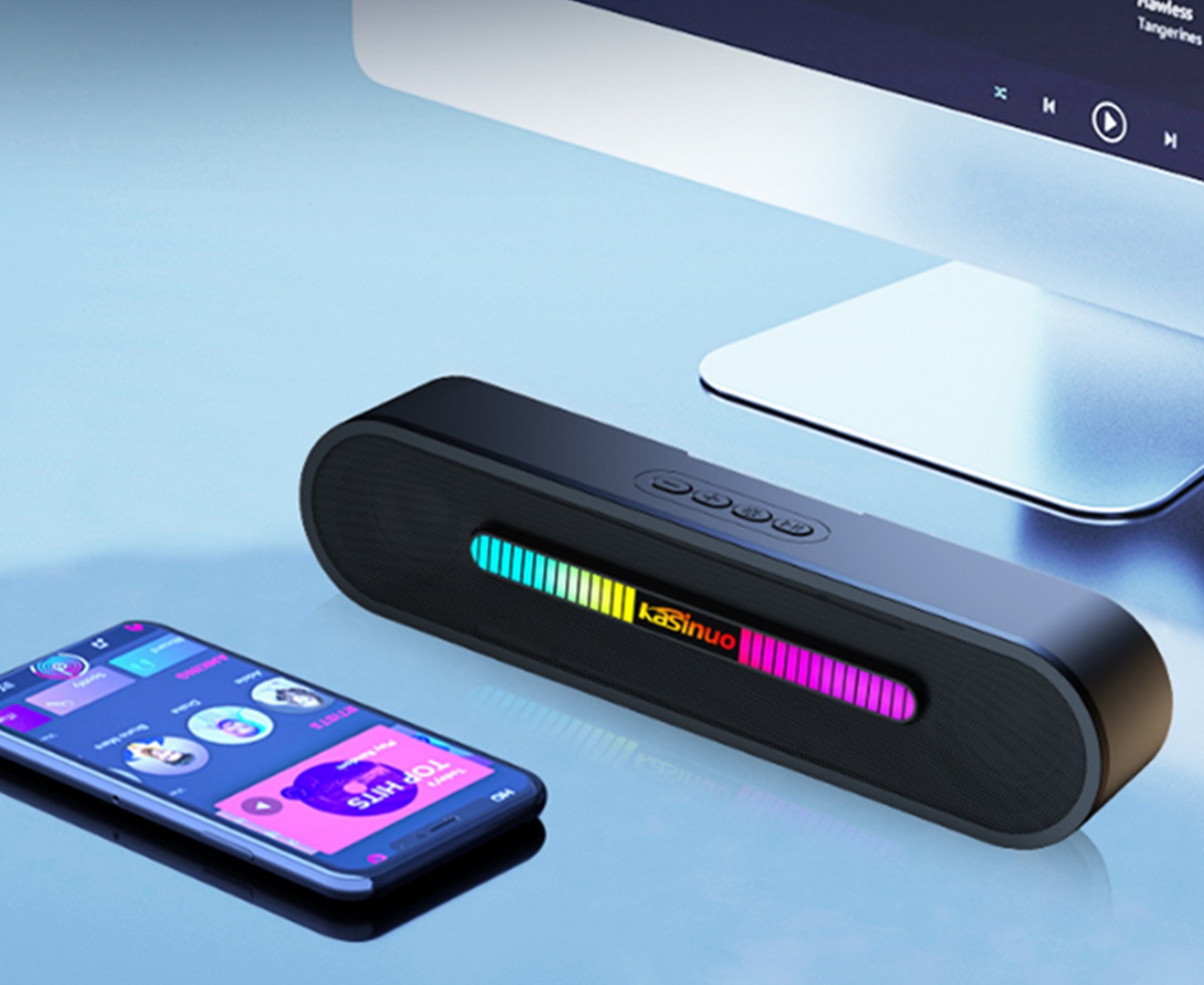 Long Bar Speaker Desktop Computer Subwoofer Wireless Bluetooth Speaker_voghion.com