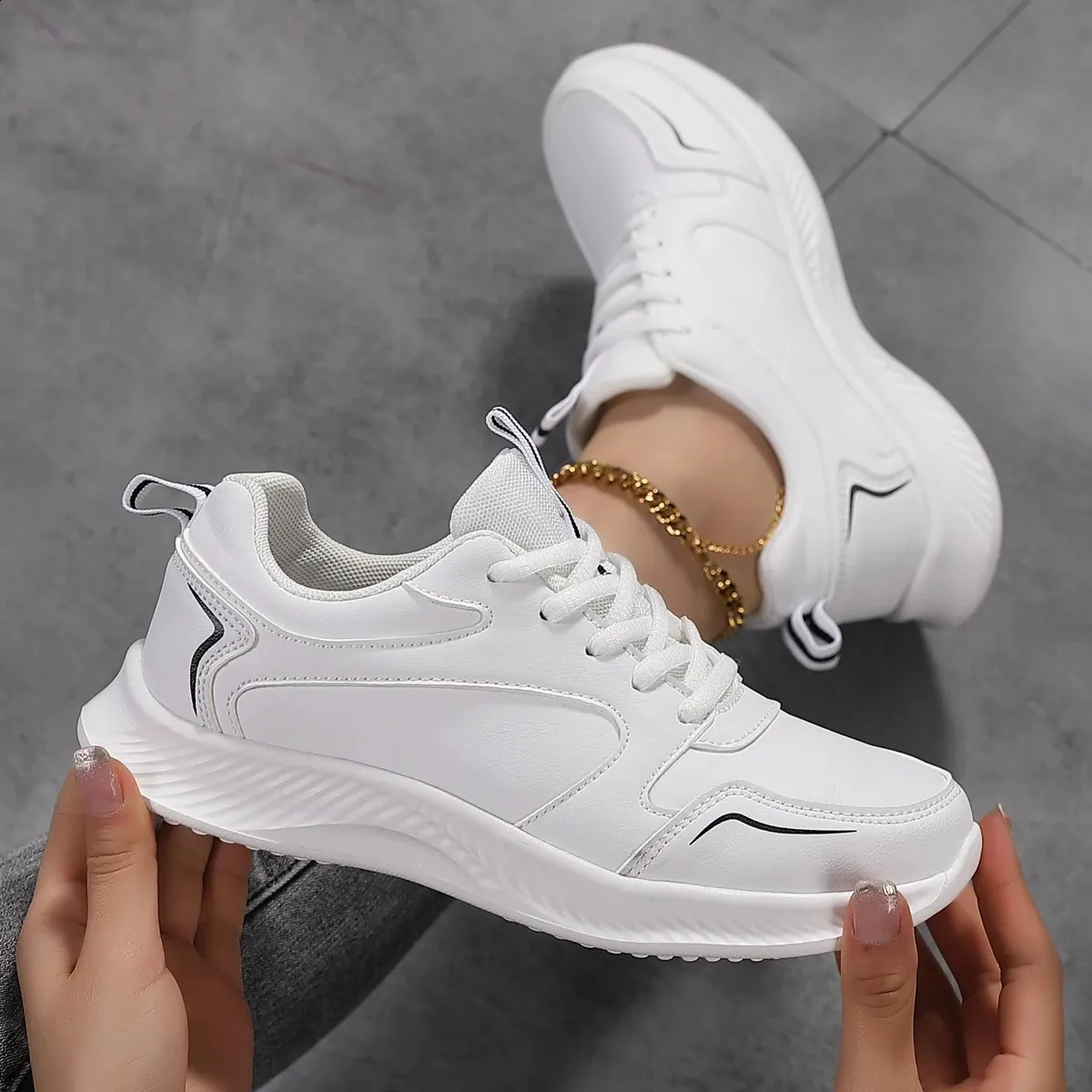 Pantofi sport pentru femei, pantofi de tenis la modă, confortabili, sport, pantofi casual de primăvară-vară, pantofi pentru femei din PU, 240809_voghion.com