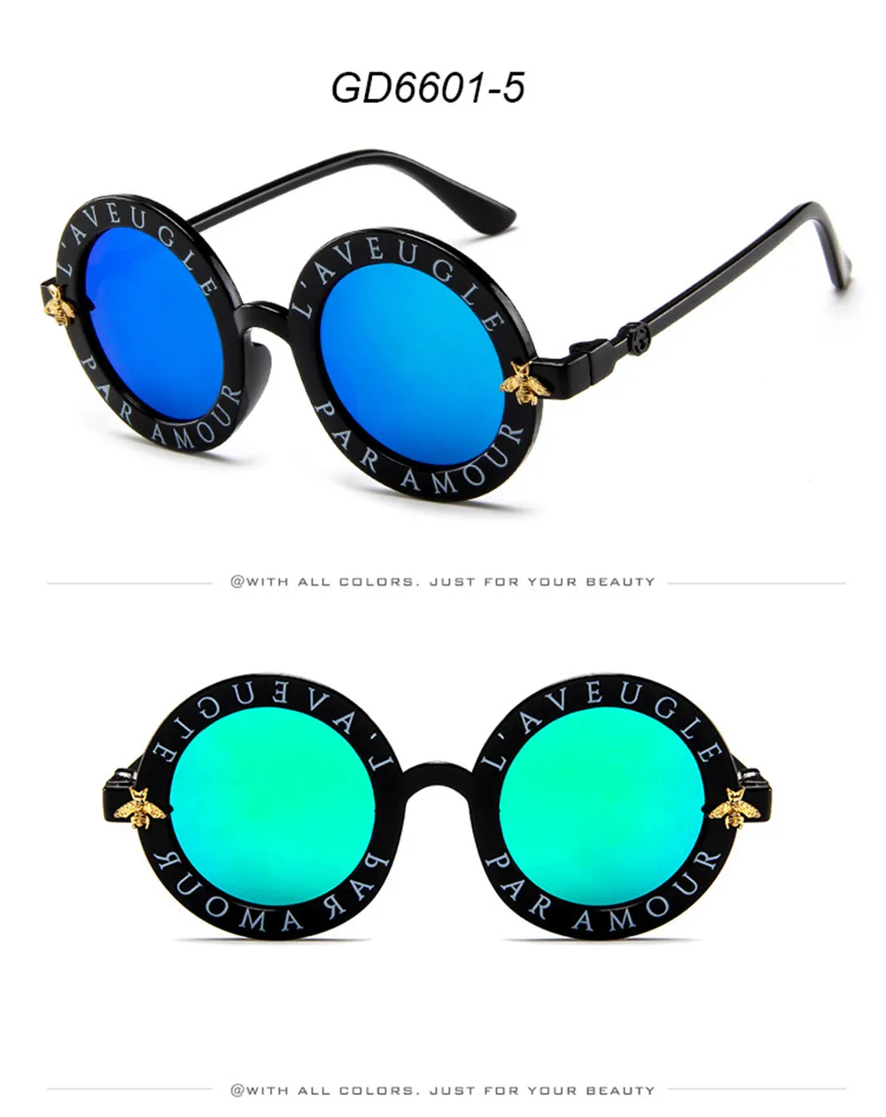 Sunglasses Fashion Small Round Kids Brand Designer Bee Children Boys Girls Baby Outdoors Goggle Shades Eyewear LC4L_voghion.com