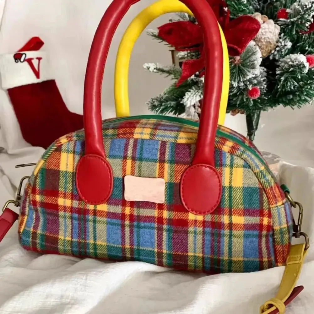 Handtasche, Schultertasche, Umhängetasche, Retro-Plaid-Kopfhörer, kleine Weihnachts-Geldbörse, Geschenk für Mama 240912_voghion.com