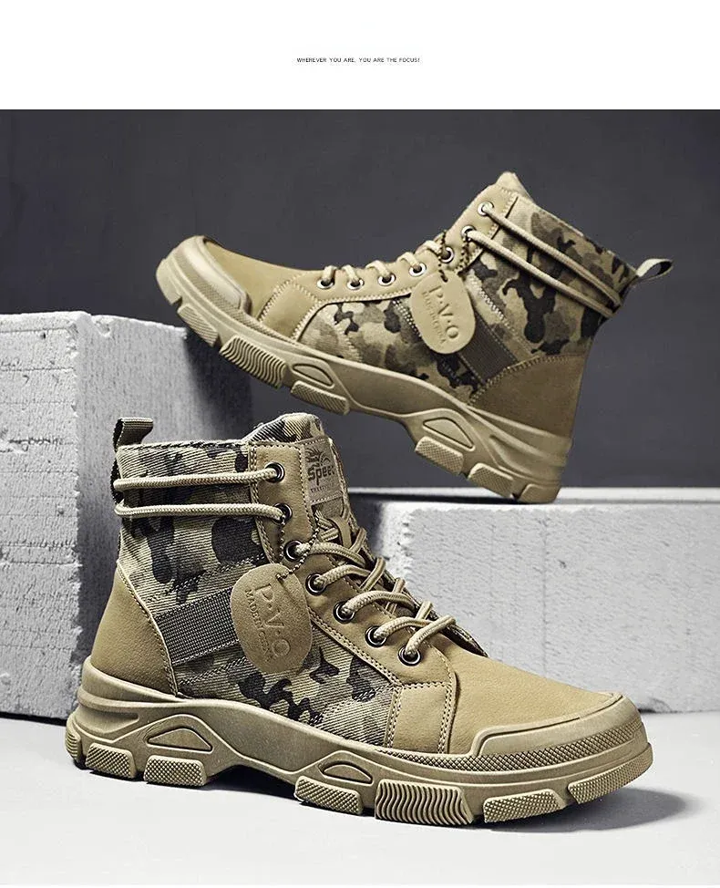 Herren High Top Wanderschuhe Bequeme Outdoor Desert Stiefel_voghion.com