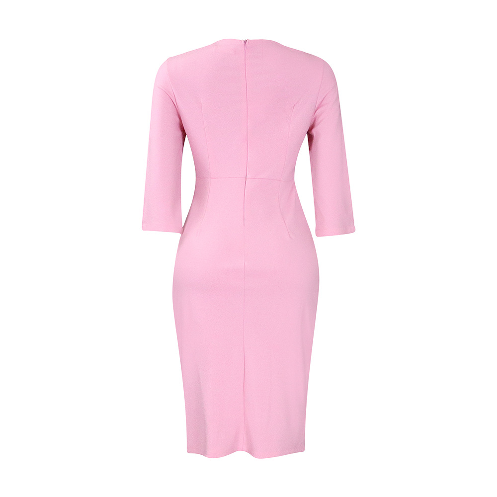 Abito da donna con maniche a cinque quarti, temperamento alla moda, borsa slim fit, natica, abito taglie forti_voghion.com