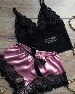 2020 Sexy 2-piece set of pajamas for women's summer suspenders, imitatio silk oversized home clothing, fun lingerie
