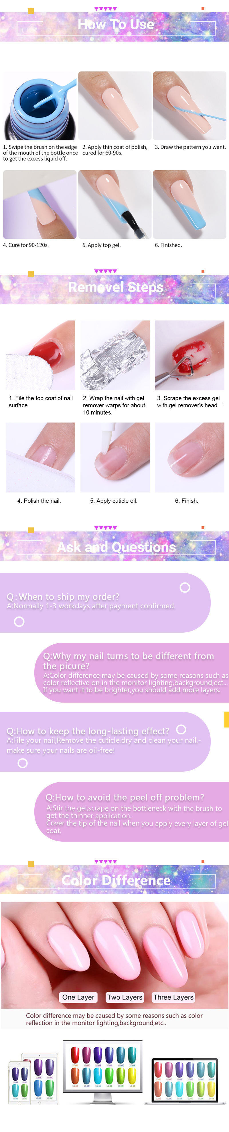 Disco Glow Pull String Gel & Reflective Diamond Dust Gel - Spider Web Nail Art Gel, UV Top Coat For Drawing Lines & 3D Effects_voghion.com
