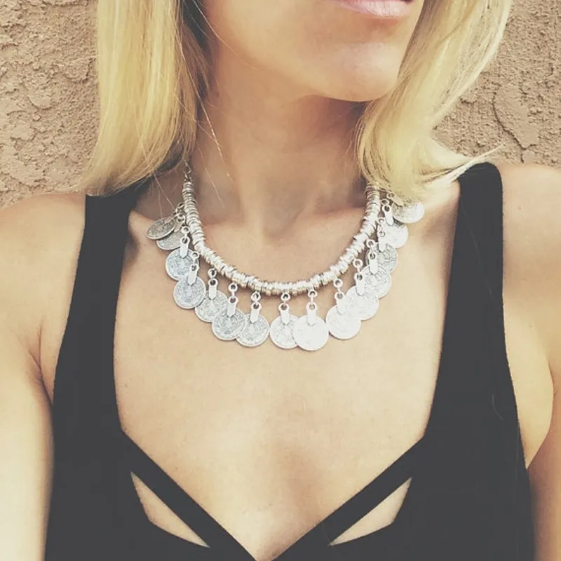 Böhmische Münz-halskette Mit Statement-anhänger Ethno-schmuck_voghion.com