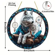 Wolf-Traumfänger aus Acryl mit blauen Federn und Perlen. Perfekt für Schlafzimmer/Wohnzimmer/Außendekoration. Einzigartiges Geschenk für Schwestern/Freunde_voghion.com