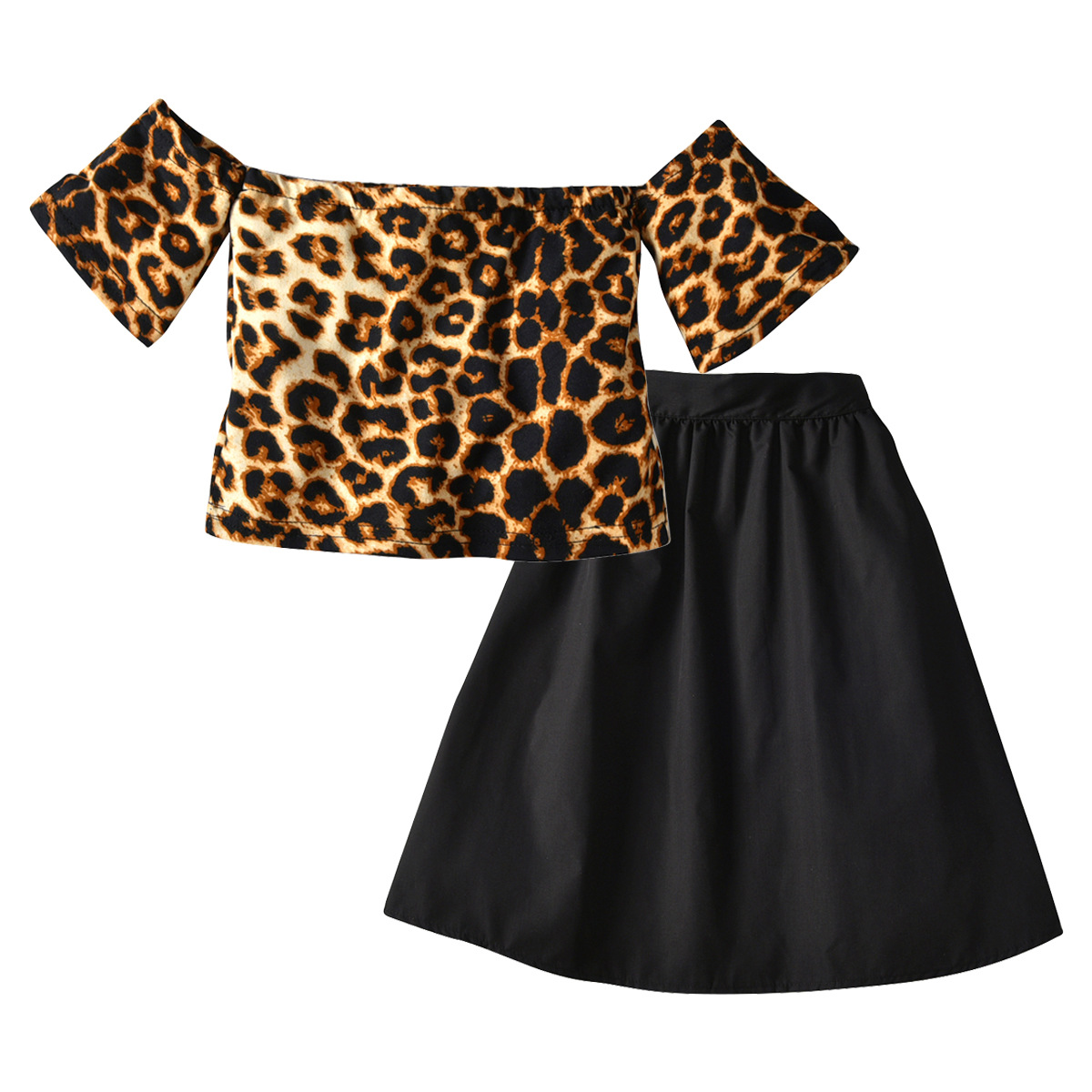 Mutter & Kinder kinder kleidung für mädchen leopard print korsett schwalbenschwanz rock vier-stück kinder anzug für mädchen_voghion.com