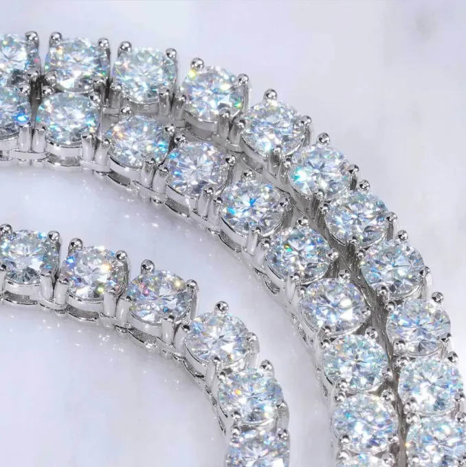 Großhandel Weißgold 3 4 5 mm Iced Gra VVS Diamant Sterling Silber Männer Frauen edlen Schmuck Armband Moissanite Tenniskette_voghion.com
