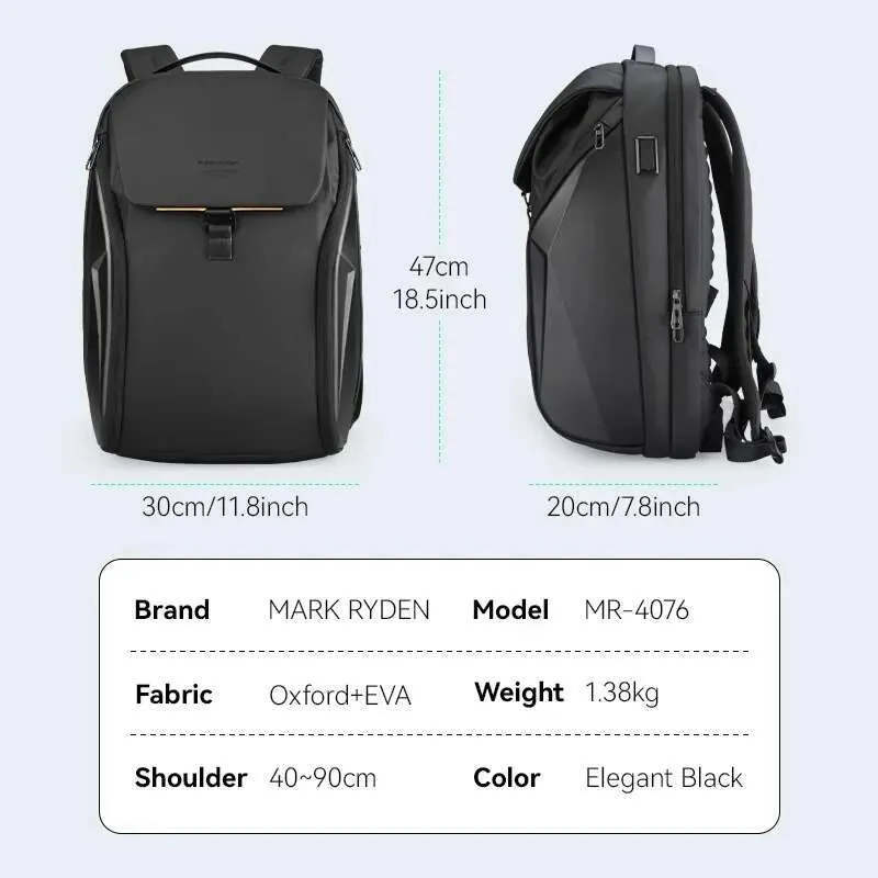 Zaino per laptop da 15,6 pollici impermeabile di qualità da uomo, modello Mark Ryden, borsa da viaggio urbana da uomo, zaini scolastici_voghion.com
