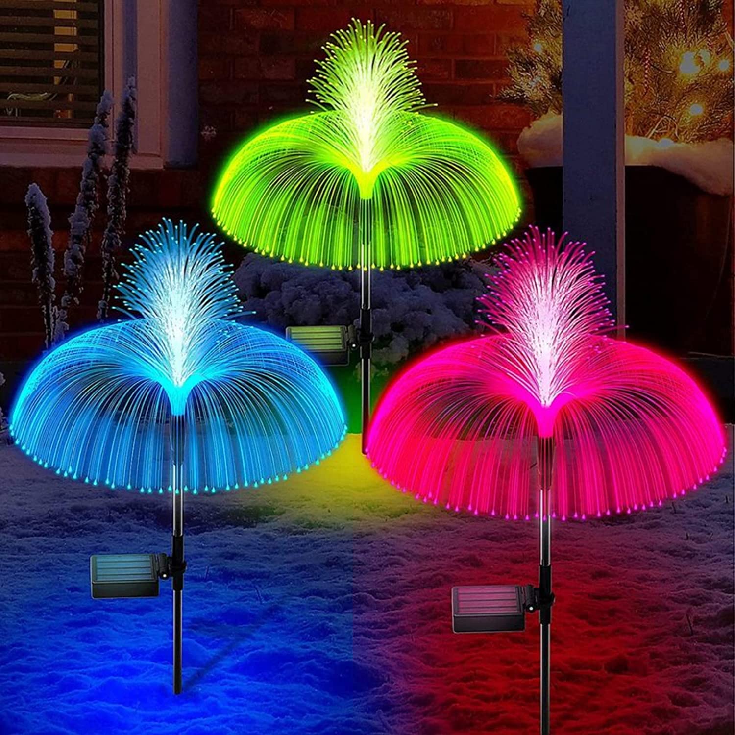 1 pz LED luci solari da giardino luci esterne impermeabili per cortile 7 colori fibra ottica medusa luce per vialetto/prato_voghion.com