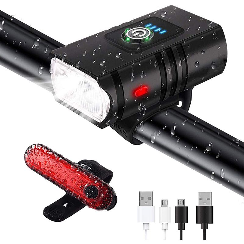 Phares de vélo de nuit à chargement USB [2 perles de lampe] Lumières de vélo réglables de près et de loin 2021 Nouveau_voghion.com
