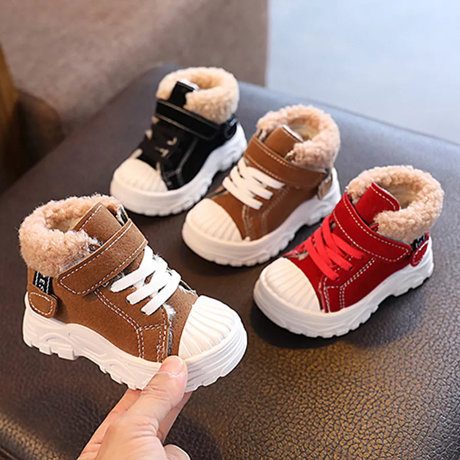 Children Warm Winter New Boys Plus Thicken Veet Shoes Cutefeet Girls Waterproof Short Baby Infant Cotton Boots Sizes_voghion.com