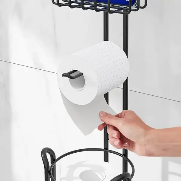 Supporto per carta igienica, supporto per carta igienica nero, supporto per rotolo di carta igienica in acciaio inossidabile antiruggine, supporto da pavimento per bagno_voghion.com