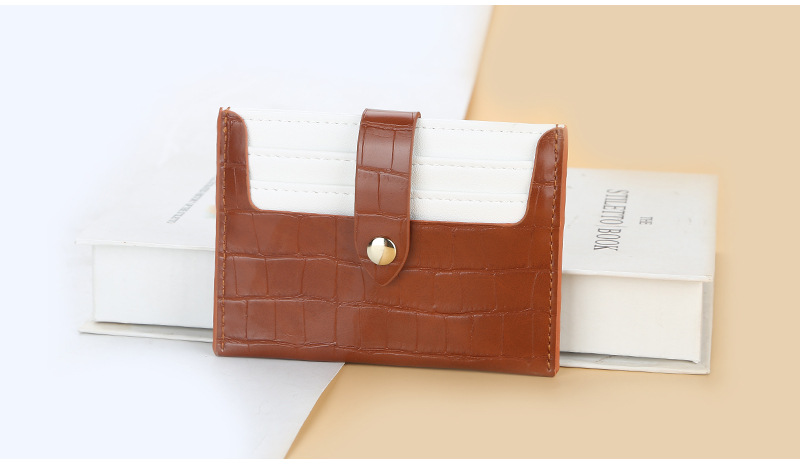 Baellerry Card Holder Women's New Crocodile Pattern Multi Card Slot Thin Buckle Card Holder Color Matching Mini Credit Card Holder_voghion.com