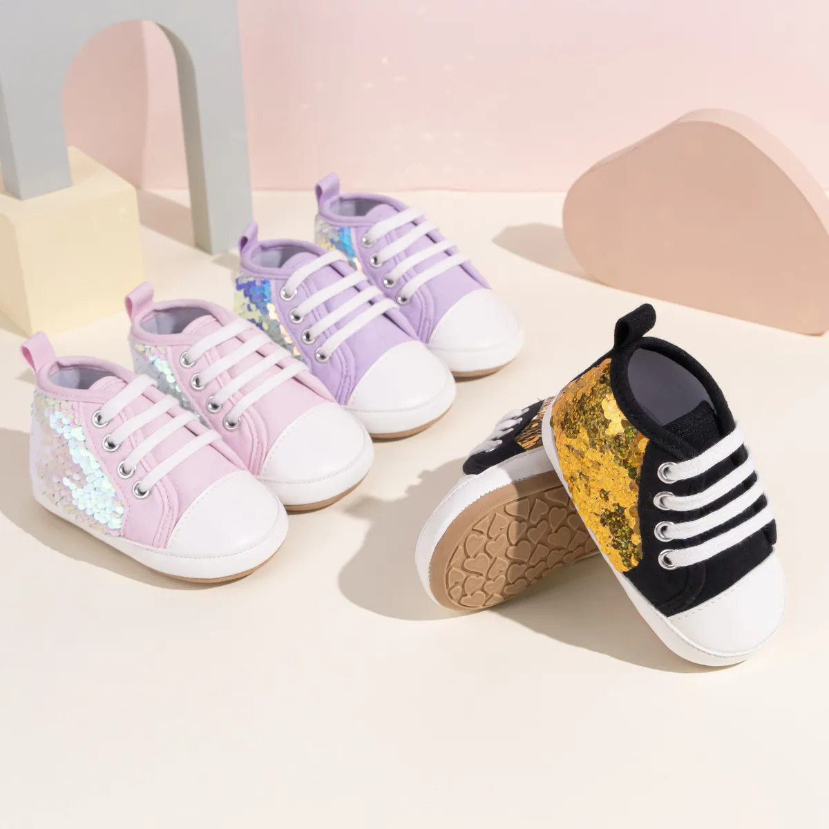 Mode Pailletten Baby Turnschuhe High Top Anti Slip Weiche Sohlen Infant Junge Mädchen Littlesprouts Kleinkind Gummi Bequem_voghion.com