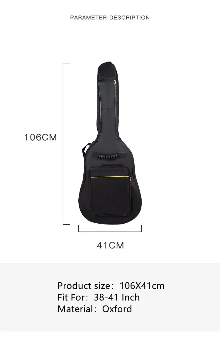 Mochila acústica de 4041 polegadas com alça dupla, à prova d'água, acolchoada em algodão, preta, 40/41, bolsa para instrumento musical 240822_voghion.com
