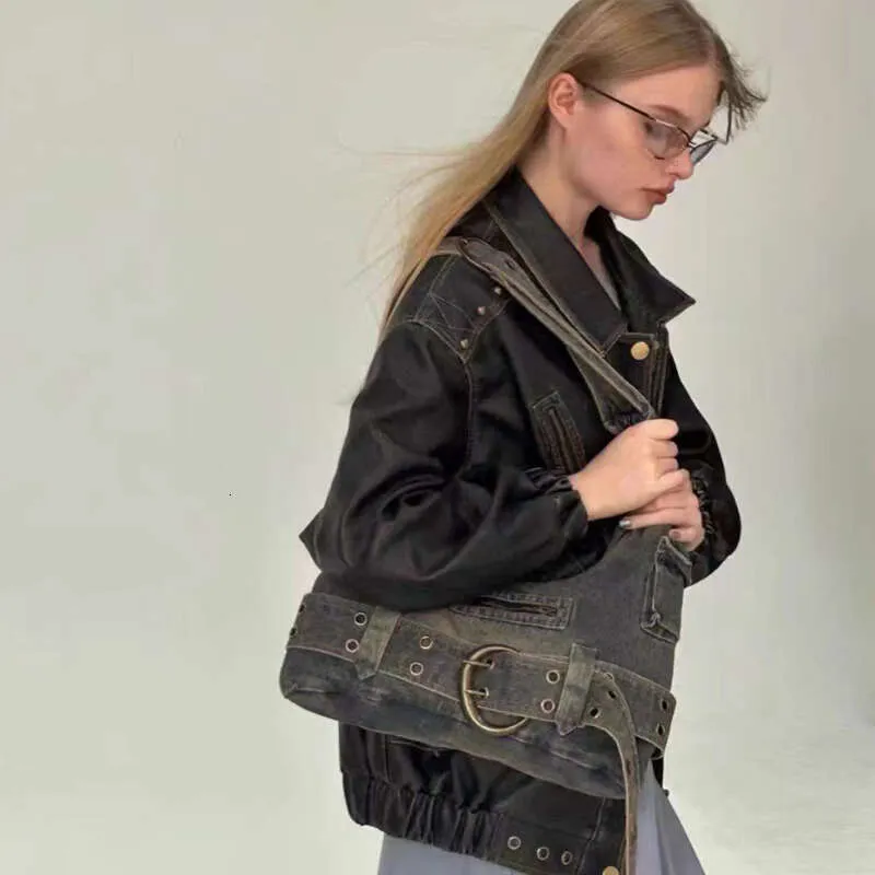 Bolsa de ombro feminina vintage jeans punk da moda, bolsa de mão grunge de rua Y2k, bolsa de mão retrô gótica casual para meninas, bolsas de axila_voghion.com