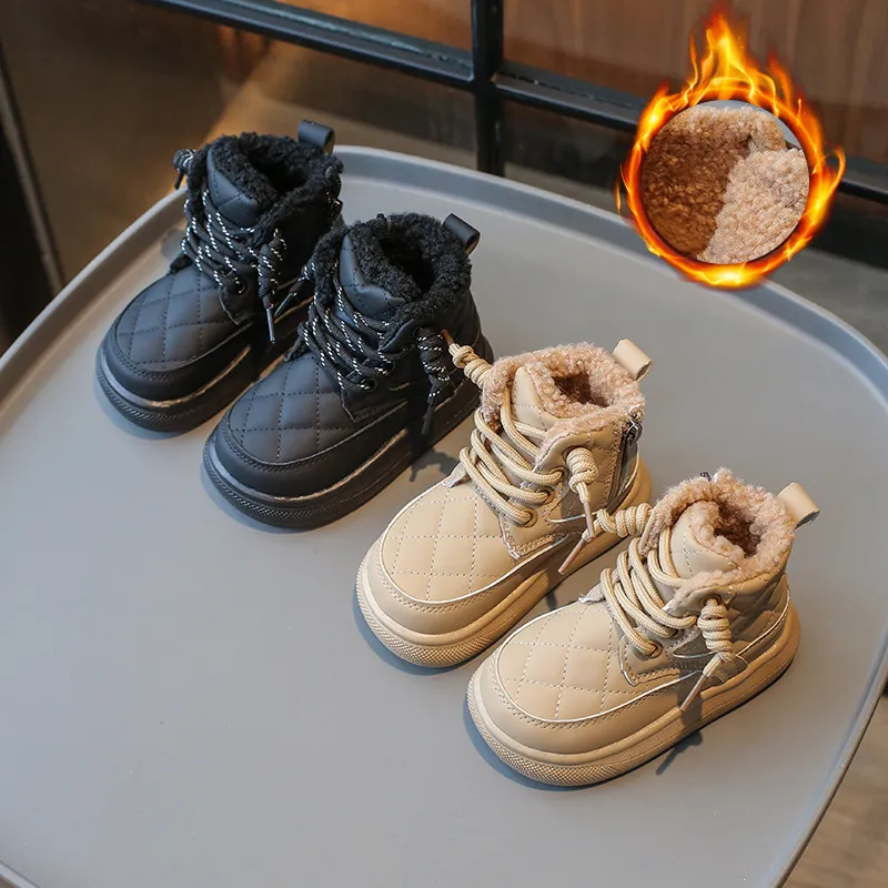 Winter Warm Plush Toddler Fashion Children Casual Shoes Cutefeet Boys Girls Boots for Kids Sizes 21 - 30_voghion.com