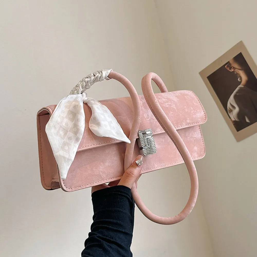 Retro Silk Scarf Lady Shoulder Underarm Casual Commuting Handbag Minimalist Business Women's Banquet Bag_voghion.com