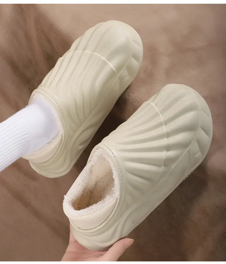 Couple Solid Color Waterproof Cotton Slippers Warm Fashion Casual Can Be Worn Outside Men And Women_voghion.com