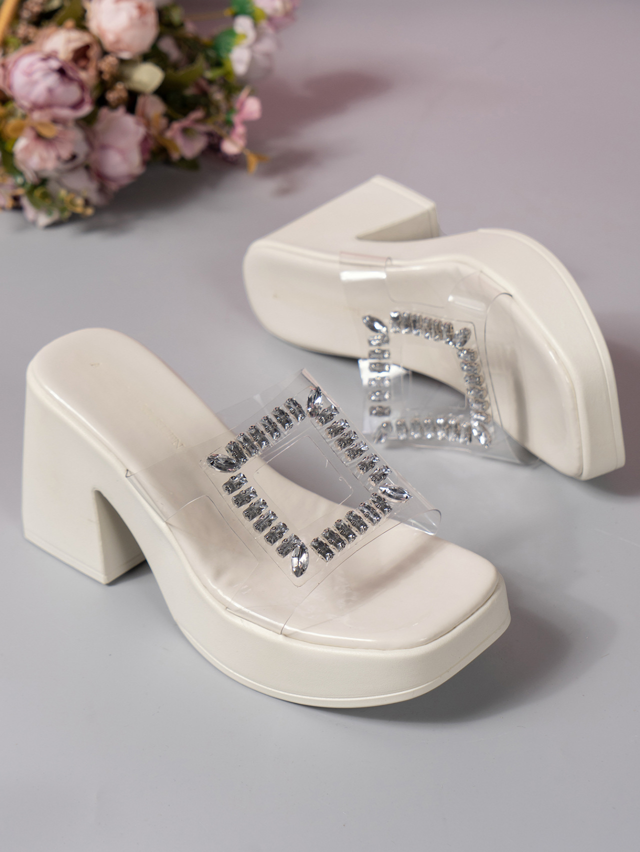 Lipper en strass à talons hauts de grande taille pour femmes portant une plateforme imperméable, ole épais, une ligne_voghion.com
