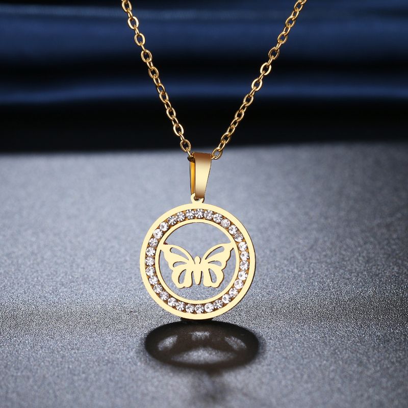 Collana con ciondolo a forma di farfalla in acciaio e titanio con gioielli Hip Hop, semplice ciondolo Rhie in argilla, catena per clavicola_voghion.com