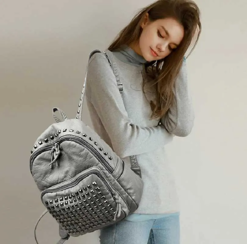 Large Leather Backpack For Women Designer Vintage Shoulder Bag_voghion.com