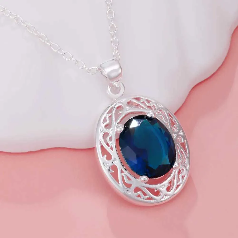 Hääkorusetit JewelryTop Sterling Sier Elegant Blue Crystal Kaulakorut Sormukset Naisille Muoti Juhlalahja H240504_voghion.com