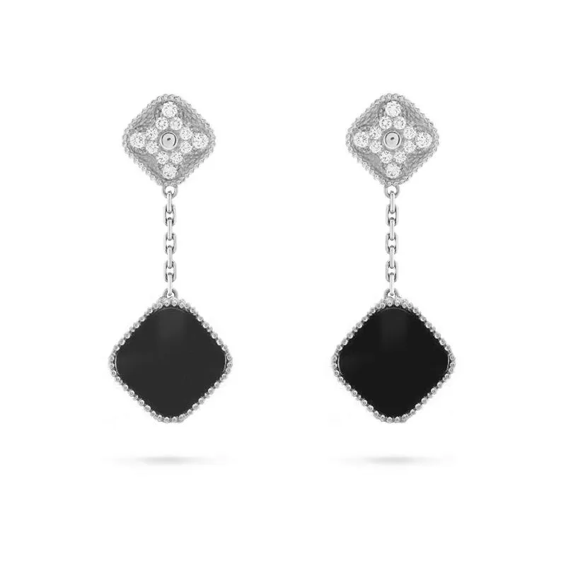 earring Clover Designer Studs Ear Clip Mother Of Pearl Mid Size 1.5cm Ladies Earring Sterling Sier Ear Ring For Women_voghion.com