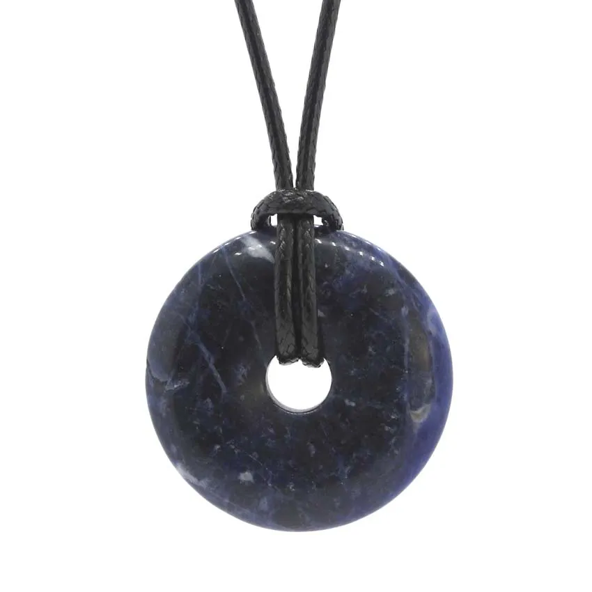 Colliers pendentifs KFT 30 mm Cercle Donut Naturel Guérison Cristal Quartz Collier Lapis Lazuli Opale Pierre Amulette Porte-Bonheur_voghion.com