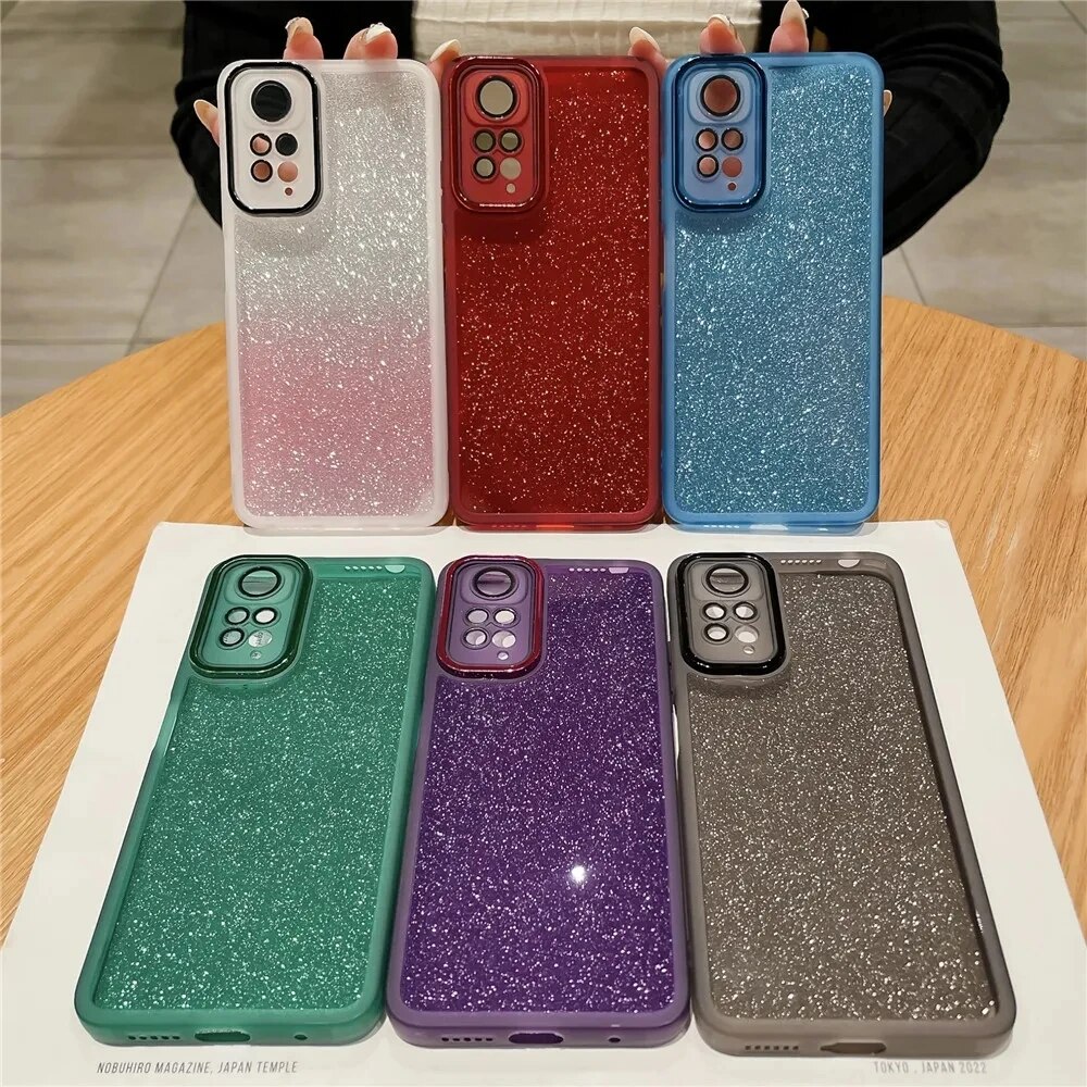 Glitter Gradient Silicone Case For Xiaomi Redmi 13 PRO Note 12 pro 4G note12 11S 10pro A1 Lens Protetcor Soft Cover_voghion.com