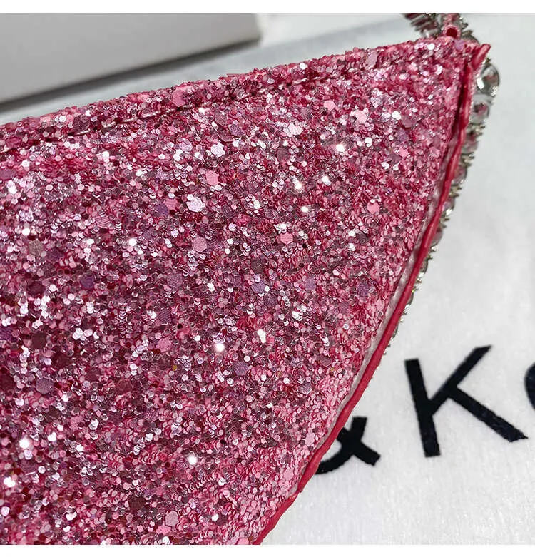 Glitzer Pailletten Herzförmige Mode Damen Handtasche Kristall Glänzend Rhies Metall Griff Abendtasche Hochzeit Party Clutch_voghion.com
