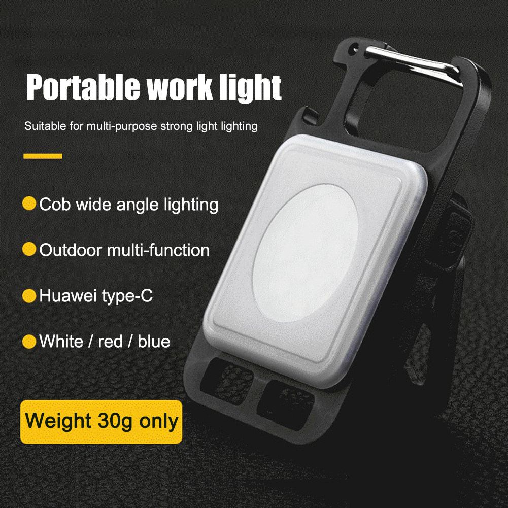 Lommelykt Mini Arbeids-LED-lys Oppladbar Lampe Lomme-COB-Nøkkelring Bærbar Lommelykt Utendørs Camping Liten Lys Korketrekker_voghion.com