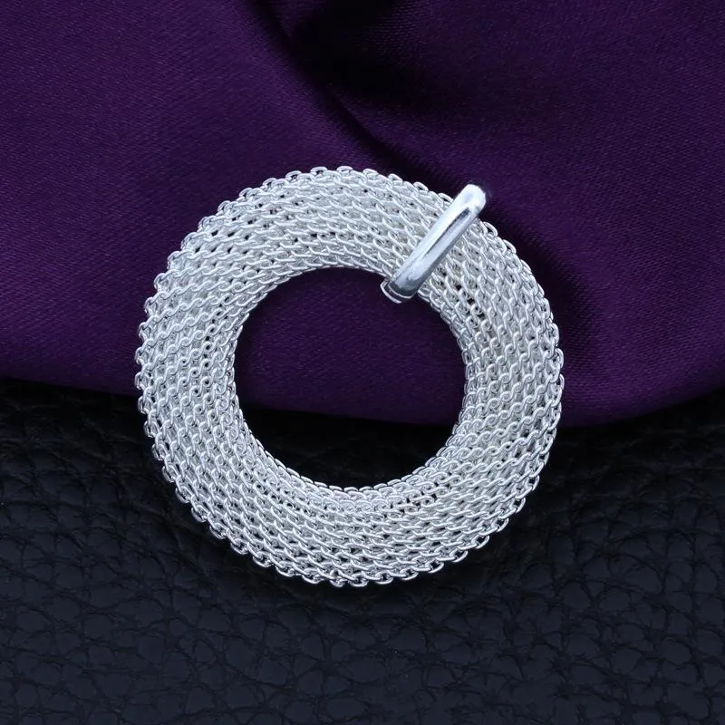 Serling Sier Link Snake Chain para mujer, colgante de moda, collar de malla circular simple, joyería de boda, Pary_voghion.com