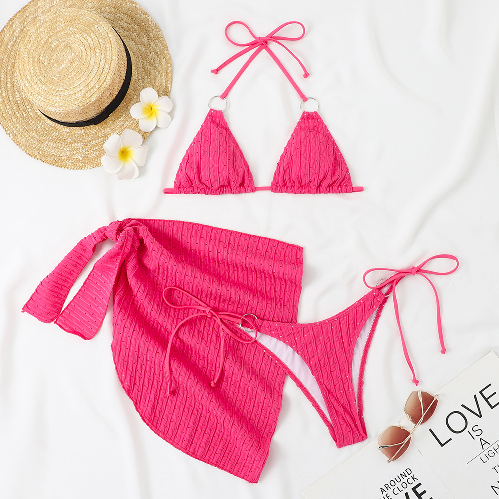 Maillot de bain trois pièces fendu pour femmes, pour la plage, les vacances en plein air, vente en gros, nouvelle collection_voghion.com