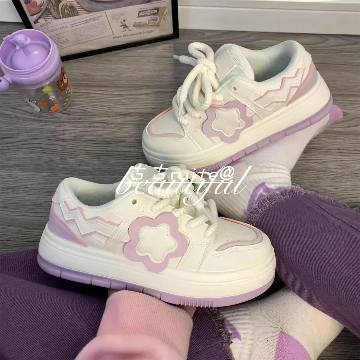 Kawaii Platform Sneakers Women Flat Sports Shoes Spring Summer Cute Casual Vintage Tennis Female Vulcanize White Korean_voghion.com
