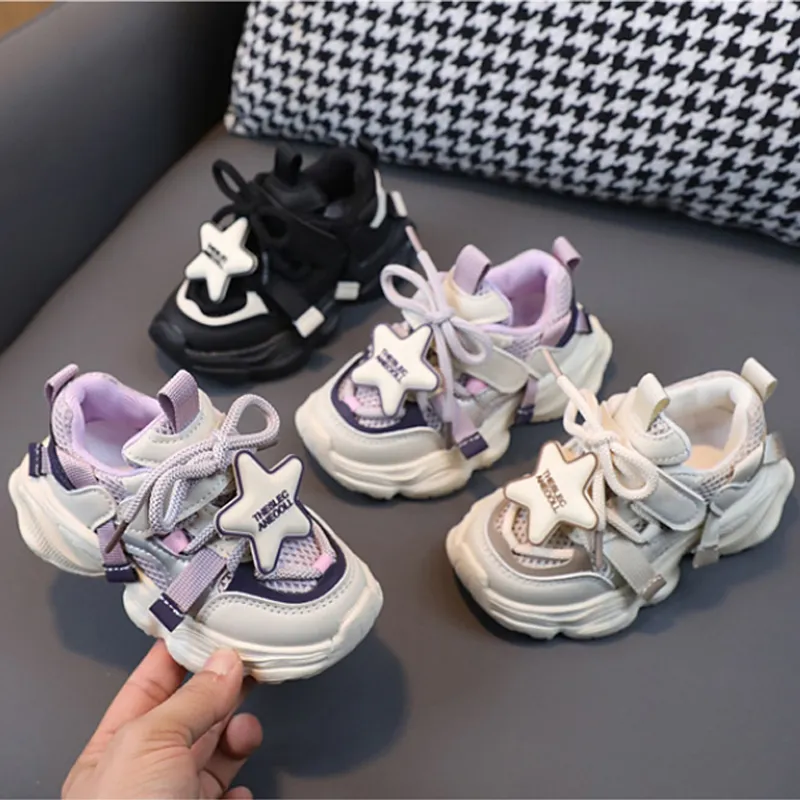 2025 Kids Sport Fashion Cross-tied Mesh Toddler Boys Sneakers Spring Autumn Children Girls Outdoor Running Shoes Sizes_voghion.com